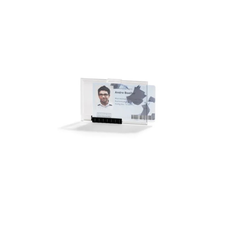 Picture of Durable Identity ID Badge/Badge Holder PUSHBOX MONO (Transparent). Enclosed card holder / carrying case rigid plastic. 60270298